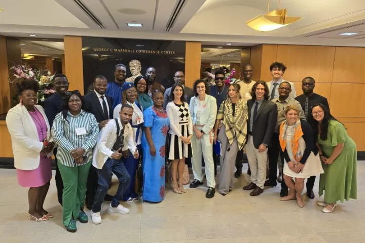 A group photo featuring Paolo Caglioti during his internship with the U.S. Department of State
