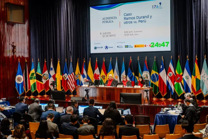 Judges in the Inter-American Court of Human Rights sit at the bench.