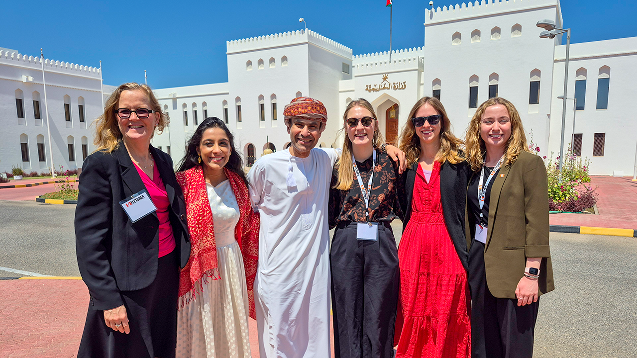 Hamed Al Ghaithi and Fletcher colleagues pose for a photo on the Oman trek. 