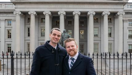 men outside treasury 