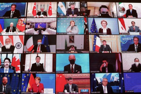 Screenshot of multiple leaders attending the climate summit