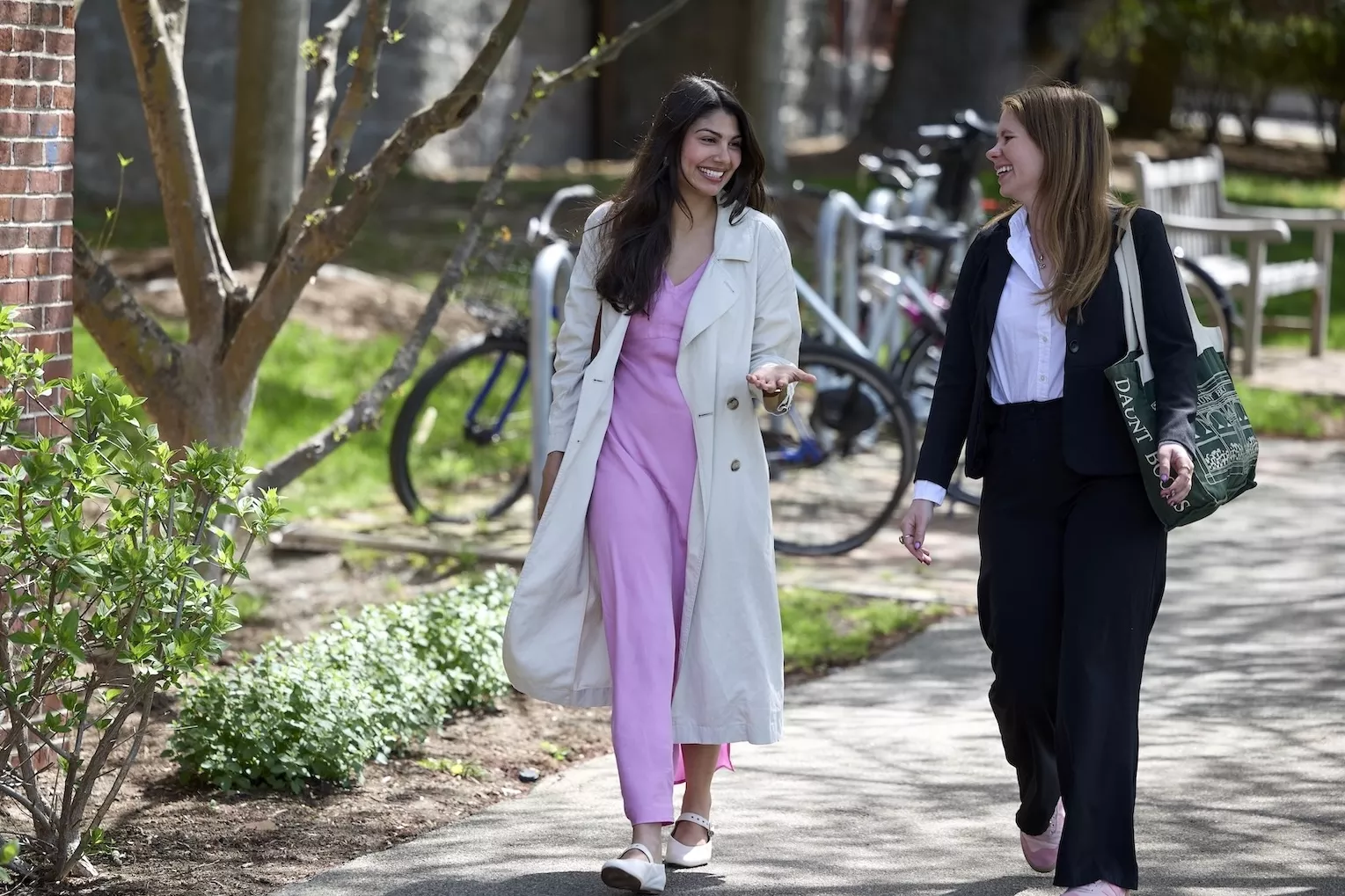 two women walking