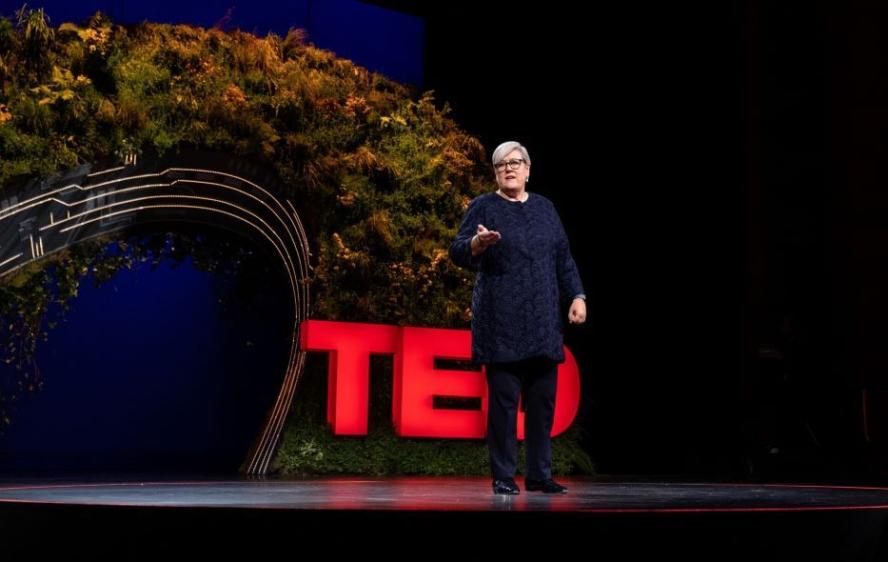 Dean Rachel Kyte speaks on the TED stage