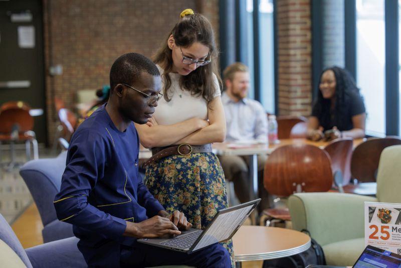 students researching