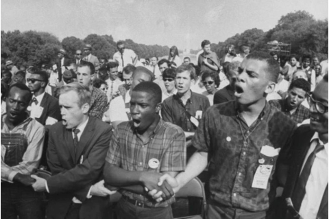 Black and white photo of BLM group