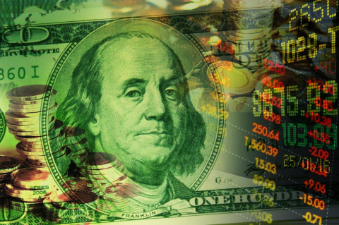 A collage of the font of a $100 bill, and colorful graphs and digital display numbers. EconoFact, led by Fletcher professor Michael Klein, gathers experts to explain a wide range of economic topics for the general public 